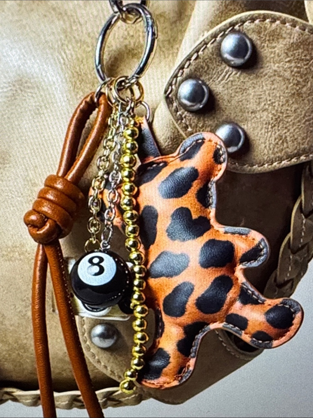 Corded Faux Leather Critter Keychain